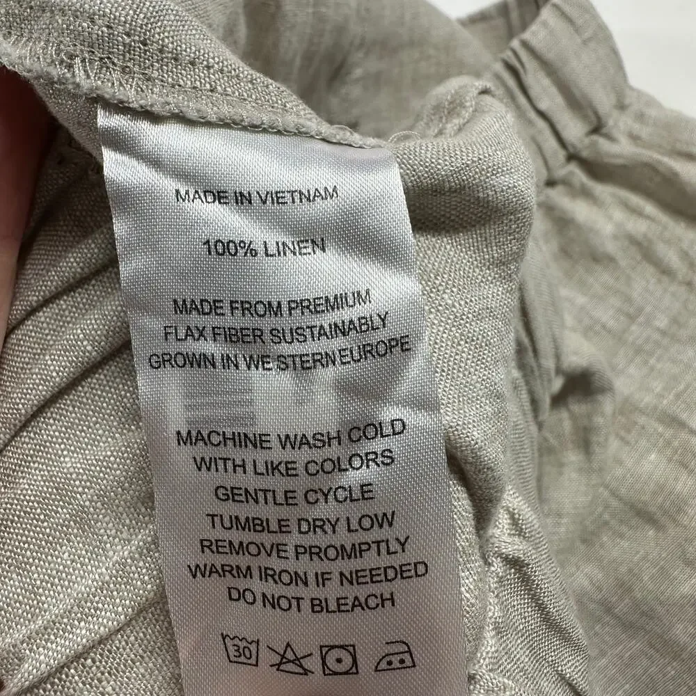 Quince Pants Womens Medium Flax Cream 100% European Linen Tapered Ankle Relaxed - Picture 6 of 12